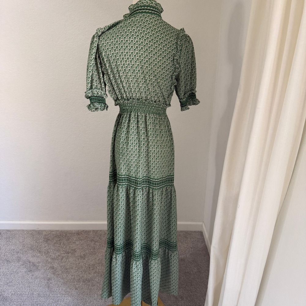 Max Edition Green Tiered Maxi Dress Medium Garden French Cottagecore Peasant - Picture 6 of 9